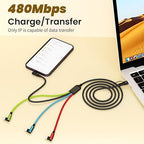 Travel Essentials 90 Degree Charging Cable, 4 in 2 USB A/USB C Multi Charging Cable, Right Angle Universal Phone Charger with IP/Type C/Type C/Micro Port, Compatible with Most Cell Phones and More