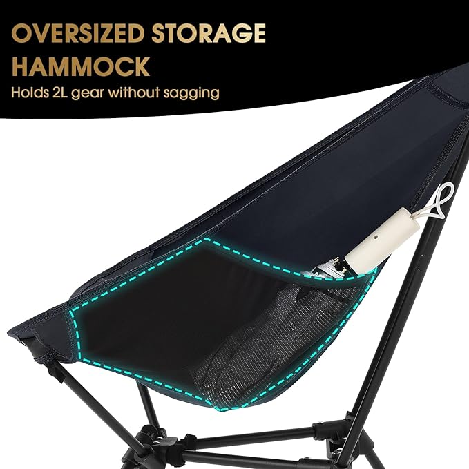 MOON LENCE Portable Snap-Lock Camping Chair, Folding Compact Chair, Lightweight Foldable Backpacking Support 330 lbs (Black)