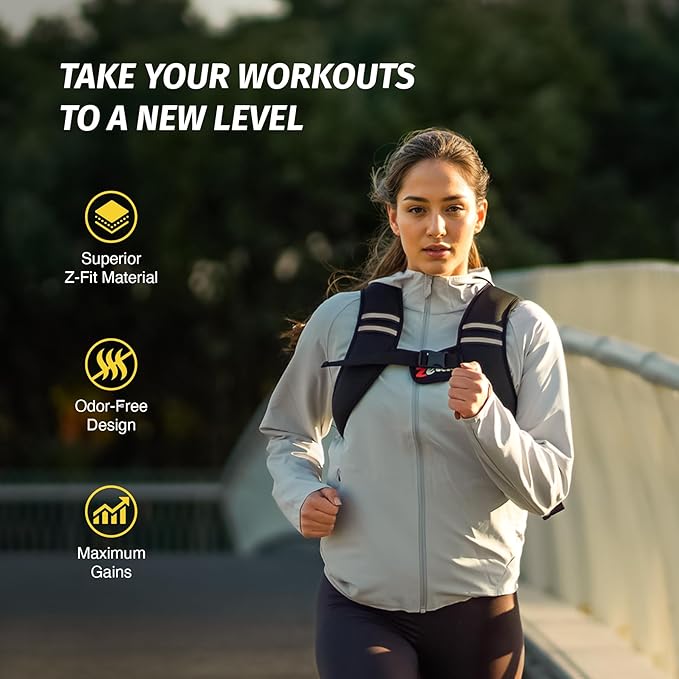 ZELUS Weighted Vest, Z-Fit Soft Iron Weighted Vest for Women and Men, 5/10/15 lb Weight Vest with Reflective Stripes & Adjustable Straps, Ultra Thin Weight Vest for Home Gym Strength Training Weight Loss Workout