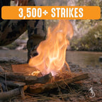 Ferro Rod Fire Starter Drilled Flint and Steel Survival Tool Kit with High Visibility Paracord Lanyard and Weatherproof Striker