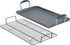 Anolon Advanced Home Hard Anodized Nonstick Double Burner/Flat Grill/Griddle Rack, 10 Inch x 18 Inch, Indigo