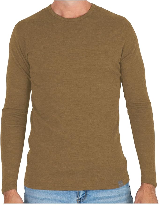 MERIWOOL Mens Base Layer - 100% Merino Wool Midweight Long Sleeve Thermal Shirt