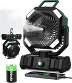 Portable Misting Fan, 20000mAh Battery Operated Fan with 300ml Tank, 45°-90° Oscillation & 270° Rotation, Timer & Lighting, Handheld Camping fan for Indoor, Outdoor, Patios, Tent, Travel, Desk