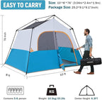 HIKERGARDEN 6-8 Person Camping Tent - Portable Family Cabin Tent for Camp, Windproof Fabric Camp Tent Outdoor for Hiking, Backpacking, Traveling