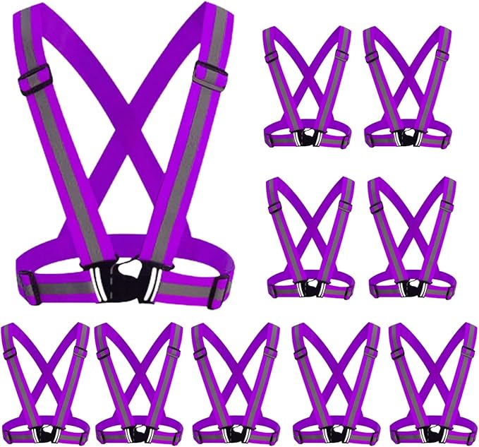 Reflective Strap Safety Vest Gear - 2-10 Pack Adjustable High Visible Reflective Running Gear for Women Men Night