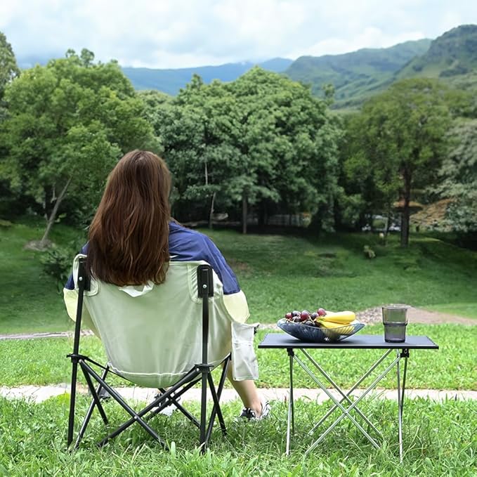 Folding Camping Table Ultralight Aluminum Portable Beach Table with Carry Bag for Camping Hiking BBQ Outdoor Picnic(L)