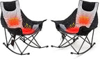 SUNNYFEEL Oversized Heated Camping Chair 2 Pack, Folding Rocking Camping Chairs with Luxury Padded Recliner,Carry Bag, 300 LBS Heavy Duty for Lawn/Outdoor/Picnic/Patio, Portable Rocker Camp Chair