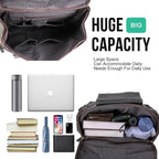 Genuine Crazy Horse Leather Backpack - Vintage Bag with Anti-Theft Design, Fits 16 Inch Laptop(5098-Gray)