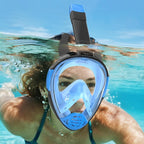 Snorkeling Gear for Adults, Full Face Snorkel Mask, Scuba Diving Mask with Detachable Camera Mount, 180 Degree Panoramic View Anti-Leak Anti-Fog
