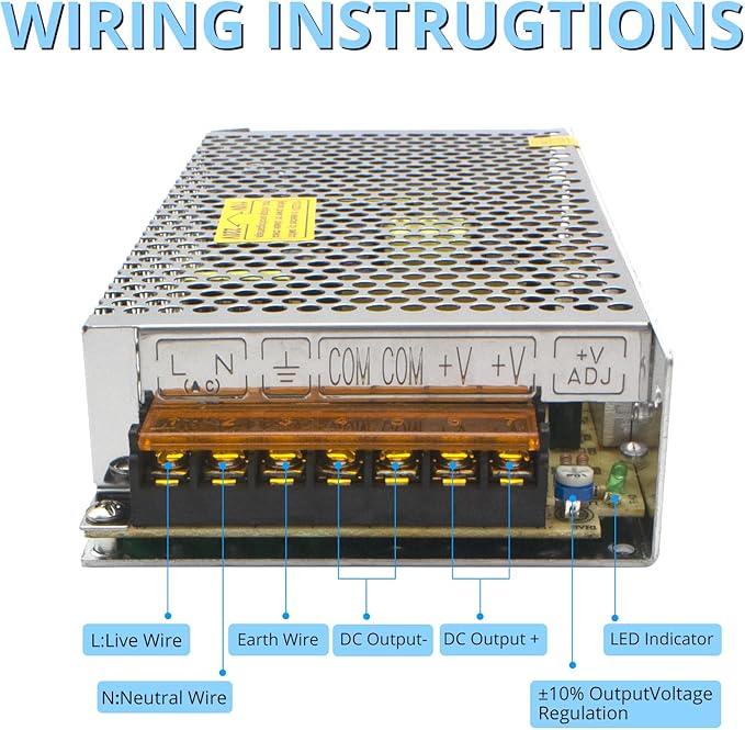 MK-SMPS-S120-24 MAKERELE DC 120W Power Supply Switching Converter, AC 110V-220V to DC 24V Transformer Driver Adapter, Universal Regulated Switching 5A for Strip 3D Printer CCTV Camera Motor Pump