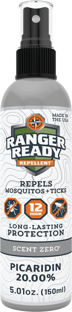 Ranger Ready Repellents Picaridin Insect Repellent Spray with Scent Zero - Mosquito Repellent and Tick Spray (5 oz, Pack of 1)