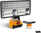Cordless LED Work Light for Dewalt 20V Battery, 8" Portable LED Flood Light Flashlight, 2 Modes Brightness, 90W 9000LM, Low Voltage Protection, USB & Type-C Ports, for Work Camping Outdoor(No Battery)