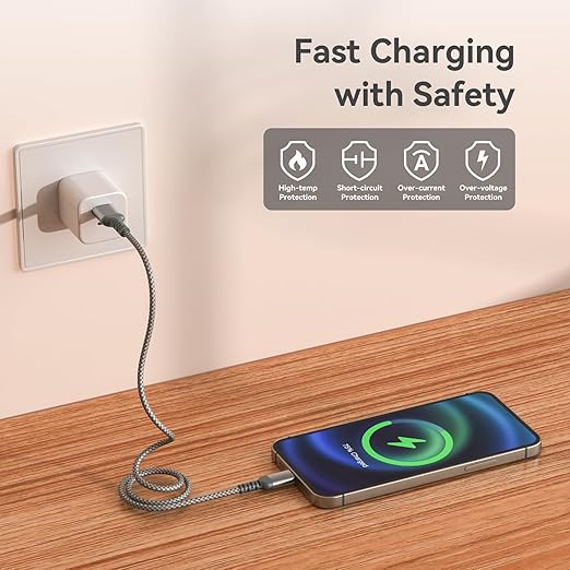 USB to USB C Cable, Car Carplay Cable, Fast Charging Type C Cable for iPhone 16/16 Pro Max 15 Pro 15 Plus, iPad, Samsung Galaxy, and Other Type-C Devices (1, Gray, 4Ft)