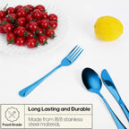 Travel Utensils with Case, Quatish Portable Silverware Set for Work, Stainless Steel Reusable Travel Cutlery Set, Fork and Spoon Set for Camping, Picnic, Gadgets, Lunch Box for Men, Blue