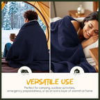 Merino Wool Blend Camping Blanket Ultra Warm, Moisture Wicking, Portable Outdoor Blanket for Camping, RV Trips, Adventures, Picnic, Bushcraft Survival Kits, Large 86"x62"