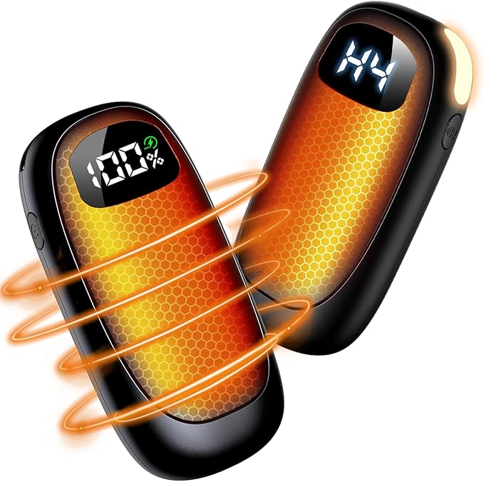 Hand Warmers Rechargeable - Electric Hand Warmers, Max 20 Hrs Warmth 4 Levels Heat Up to 131℉, Dual-Side Heating Portable Reusable Pocket Heater 2 Pack for Raynauds, Hunting, Camping, Golf