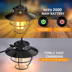 Camping Lantern, Portable Camping Light, Rechargeable Lanterns 4 Light Modes(1300-6500K), Adjustable Brightness, Waterproof Tent Lantern LED Lanterns for Power Outages, Camping, Fishing