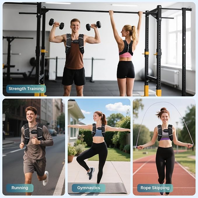 Weighted Vest, 8lb/12lb/16lb/20lb/25lb/30lb Weight Vest with Two Adjustment Straps for Men Women, Weight Vests with Reflective Stripe for Strength Training, Running, Jogging, Walking