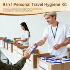 10 Sets Personal Hygiene Kit Bulk,Yellow Basic Travel Toiletry Supplies Disposable Toothbrushes with Toothpaste Floss Comb Soap Cover and Razors Set for Homeless,Guests,Church