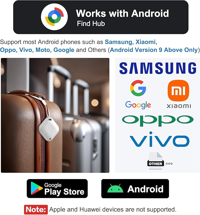 Tracker Tag for Android, Luggage Tracker with Case, Works via Google Find Hub App, Bluetooth Tracker Item Finder for Key, Backpack, Travel and Commute (2 Black 2 White, 4 Pack) (4 White)