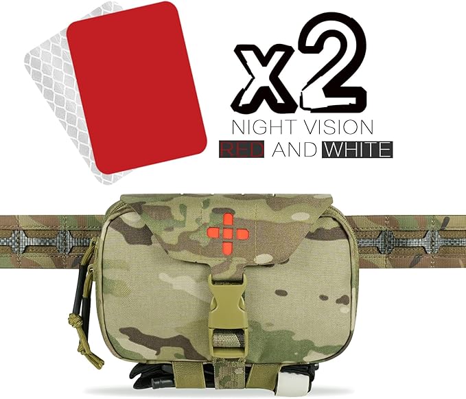 Ifak Pouch-Rapid Deployment Tactical MOLLE Trauma Kit Pouches, Quick Release Tear-Off Medical First Aid Kit Organiser with Red Immediate Identify for Emergency Surviva Activities.
