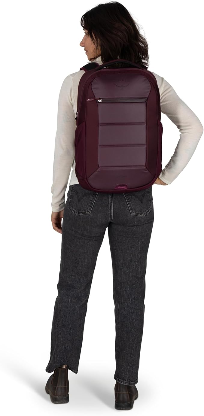 Osprey Ozone Laptop Backpack with Ventilated AirScape™ Backpanel - Lightweight Travel Backpack with 16” Laptop Sleeve - Carry-On Compatible Travel Bag for Men and Women, Moody Burgundy