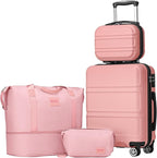 Kono Luggage Set 4 Piece Carry On Hardside Luggage with TSA Lock Spinner Wheels Carry On Suitcase Nude/Rose Pink