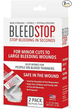 BleedStop™ First Aid Powder for Blood Clotting, Trauma Kit, Blood Thinner Patients, Camping Safety, and Survival Equipment for Moderate to Severe Bleeding Wounds or Nosebleeds - 2 (20g) Pouches