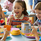 15 oz Soup Thermo for Hot Food Kids Insulated Food Jar with Spoon,Lunch Thermo Container, Width Mouth Vacuum Stainless Steel Food Thermo for School Travel, Leakproof, Easy to Open(Yellow)