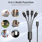 USB C Splitter Multi Charging Cable, Dual Type C Charger Cord,4 in 1 Multiple Nylon Braided Cable with 4 Type-C Connectors Compatible with iPhone 17 16 Pro Max/Tablets/Google-1Pack 5FT.