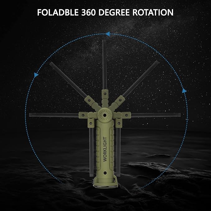 4 Pack Rechargeable LED Work Lights with Magnetic Base and 360° Rotation, 5 Modes for BBQ, Camping, Reading, and Car Repair