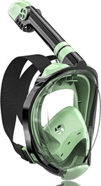 QingSong Full Face Snorkel Mask for Adults, Snorkeling Gear with Camera Mount, 180 Degree Panoramic View Snorkel Set Anti-Fog Anti-Leak