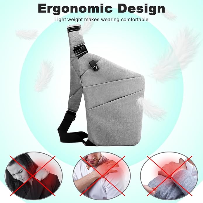 Anti Theft Travel Bag, One Shoulder Large Capacity Cross-body Bag Chest Fashion Lightweight Sling Bags for Travel Sports