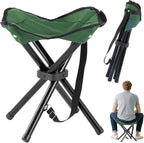 Portable Folding Camping Stool, Travel Fishing Chair Quad Frame Camping Chair Maximum Weight 290 lbs Lightweight Outdoor Folding Garden Chair for Hunting, Hiking, Party, Beach and Painting (Green)
