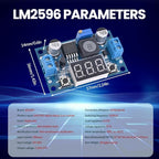 LM2596 Adjustable DC-DC Step-Down Buck Converter Module with LED Voltmeter Display, Voltage Regulator 4.0-40V Input to 1.25-37V Output Power Supply Module