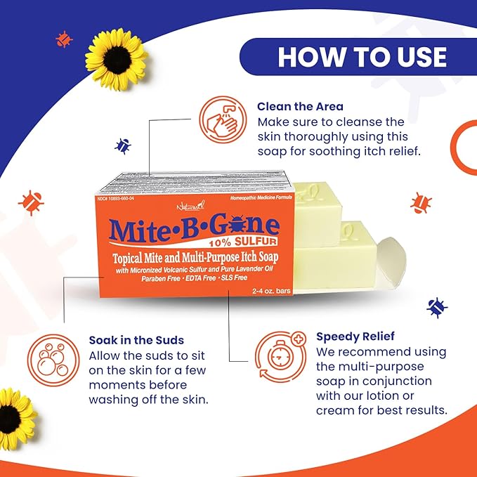 Relief Soap - Fast Anti-Itch Soaps for Human Mites, Insect & Mosquito Bites, Itching & Discomfort | Kid Safe | Effective for All Skin Types | 4 oz Bars (2)