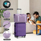 Kono Suitcase Set 3 Piece Luggage Set Expandable(only 28") Carry On Hardside Luggage with TSA Lock Spinner Wheels (Purple, 6 piece set)