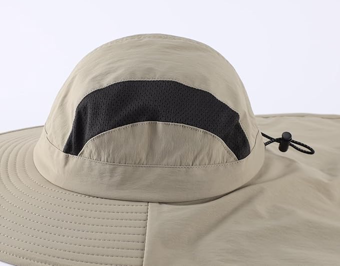 Home Prefer UPF 50+ Sun Hats for Men Women Wide Brim Fishing Hat with Neck Flap UV Protection Sunblock Safari Bucket Hat