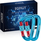 12kN Locking Carabiner Clips, Small Aluminium Carabiners Keychain, Heavy Duty Caribeaners for Camping, Hiking, Hammocks, Swings, Dog Leash, 2 Pcs