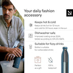 LARS NYSØM Stainless Steel Insulated Water Bottle 12 oz 17 oz 25 oz 34 oz 51 oz | Insulated Thermo Flask for Hot and Cold Beverages | Leakproof Drinking Bottle (Calypso Blue, 25.4 oz)