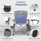 XL Heavy Duty Camping Chair 396lb Capacity (525lb Max) – Waterproof 1680D Oxford Fabric, 2" Padded Seat & Back, Cup Holder, Cooler Pocket, Portable for Camping, Beach & Tailgating (Slate/Navy)