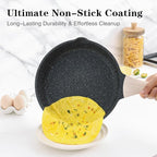 Nonstick Frying Pan Set, 3 Piece Skillet Set, Healthy Induction Cookware Cooking Pan, Stay-Cool Handle, Compatible with All Stovetops, PFOA Free (9.5, 11, 12.5 Inch)