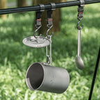 iBasingo 900ml Titanium Camping Cup with Lid Lightweight Portable Camping Pot for Backpacking Hiking Travel Cookware with Stainless Steel Foldable Handle, Ideal for Coffee, Soup, Cooking Ti2040C