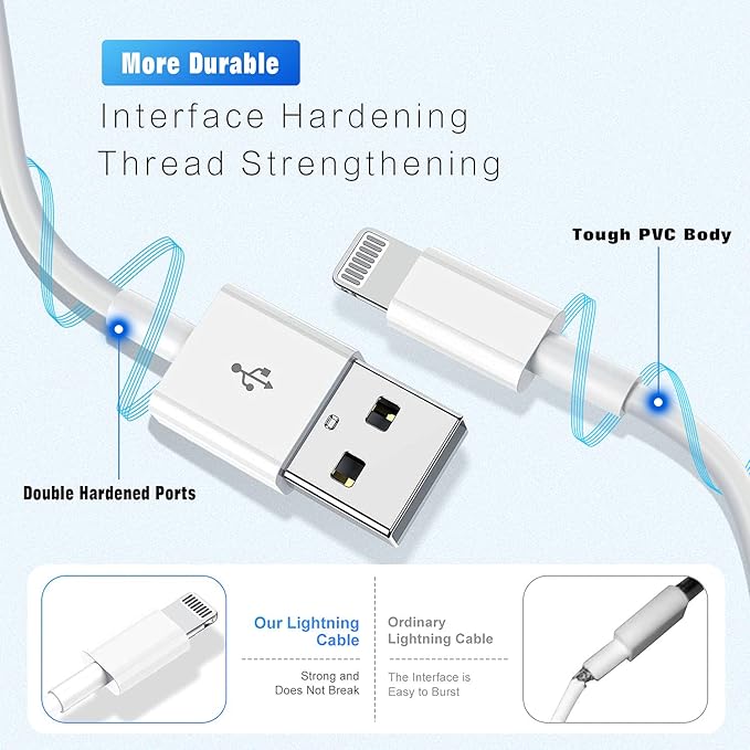 iPhone Charger 3Pack Apple MFi Certified Apple Charger 6FT, Lightning Cable 6FT Compatible with iPhone 14/13 /12 Mini Pro Max SE 11 Xs Max XR X 8 7 6 Plus 5S iPad Pro
