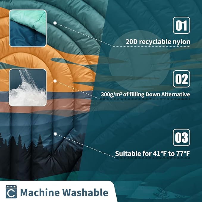 Camping Blanket,Lightweight Puffy Printed Camping Blanket Packable Outdoor Blanket for Camping,Traveling, Stadium, Hiking, Picnics