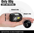 EverBrite Rechargeable Headlamp, LED Bright Motion Sensor Head Lamp Flashlight with 9 Modes, Adjustable Headlight for Adults with White Red Light, Water Resistant, Black, for Hiking, Running, Camping