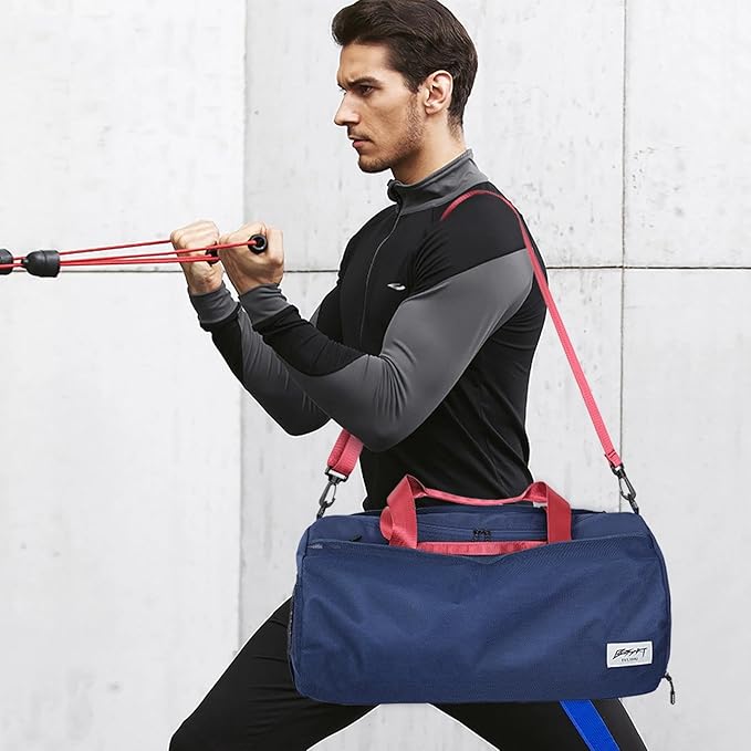 BE SMART Waterproof Mens Gym Bag with Shoe Compartment, Sports Gym Duffle Bag with Adjustable Strap for Men Women, Lightweight Large Sport Duffel Bag for Travel, Sports, Fitness(Navy Blue)