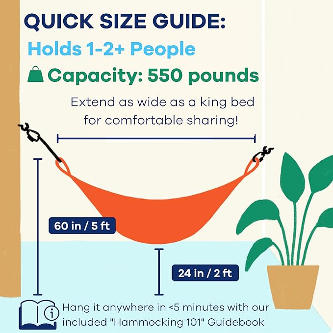 Handwoven Hammock by Yellow Leaf Hammocks - Family Size, Fits 2+ PPL, 550lb max - Weathersafe, Super Strong, Easy to Hang, Ultra Soft, Artisan Made - Color: Stripe Navy Blue - White