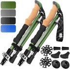 Premium Foldable Hiking Poles by USA Brand - Adjustable, Lightweight Trekking Poles Made of Aircraft Aluminum, Metal Flip Locks & Comfortable Real Cork and EVA Foam Grips