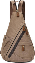 KL928 Canvas Sling Bag - Small Crossbody Backpack Shoulder Casual Daypack Rucksack for Men Women(Large Version)